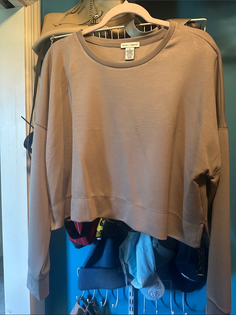 Taupe Cropped Crewneck Sweatshirt